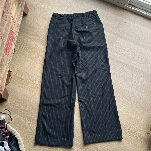 Free People Black Pinstripe Wide-Leg Trousers - Picture 4 of 4